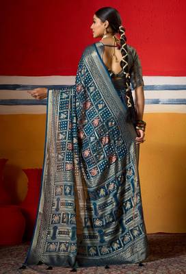 blue brasso border work saree 3