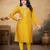Musturd color vichitra silk blend round neck embroidered kurti