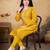 Musturd color vichitra silk blend round neck embroidered kurti