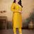 Musturd color vichitra silk blend round neck embroidered kurti