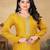Musturd color vichitra silk blend round neck embroidered kurti