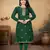 Green color vichitra silk blend round neck embroidered kurti