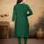 Green color vichitra silk blend round neck embroidered kurti