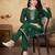 Green color vichitra silk blend round neck embroidered kurti