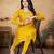 Musturd color vichitra silk blend round neck embroidered kurti