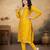 Musturd color vichitra silk blend round neck embroidered kurti