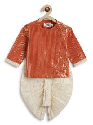 Orange plain cotton kurta set 1