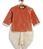 Orange plain cotton kurta set