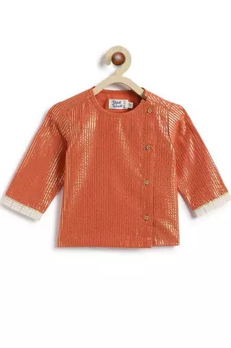 Orange plain cotton kurta set