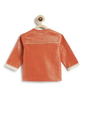 Orange plain cotton kurta set 3
