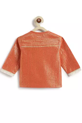Orange plain cotton kurta set