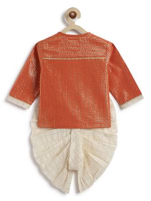 Orange plain cotton kurta set 4