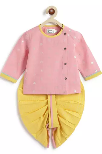 Pink plain cotton kurta set
