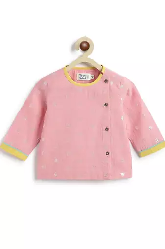 Pink plain cotton kurta set