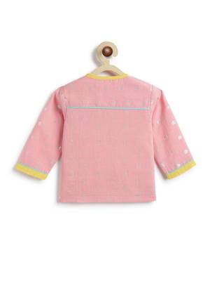 Pink plain cotton kurta set 3