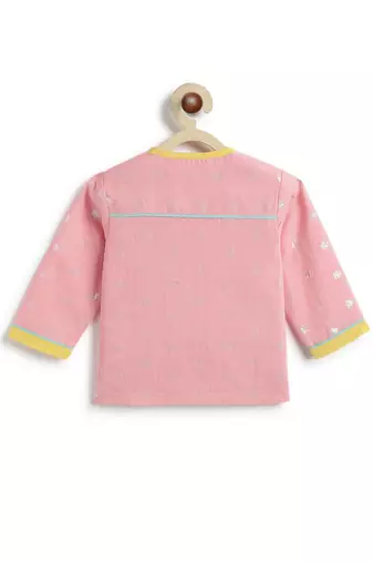 Pink plain cotton kurta set