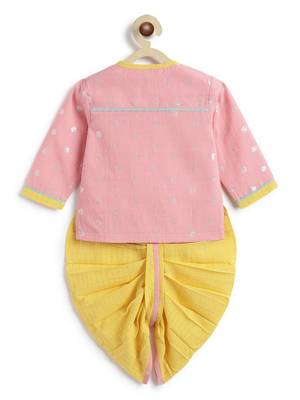 Pink plain cotton kurta set 4