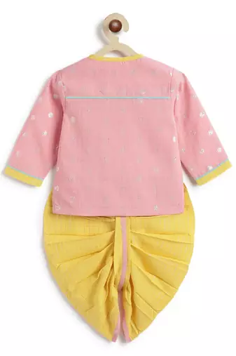 Pink plain cotton kurta set