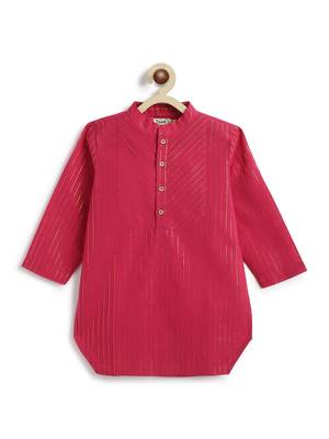 Pink plain cotton kurta set 2