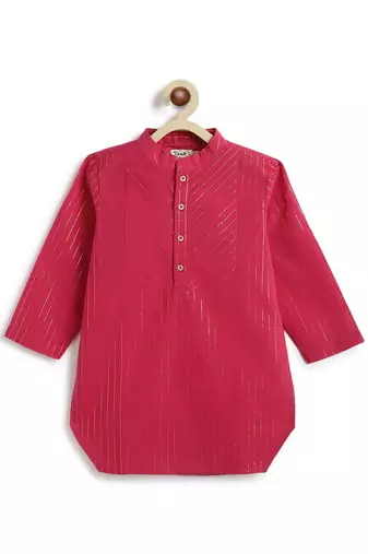 Pink plain cotton kurta set