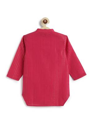 Pink plain cotton kurta set 3