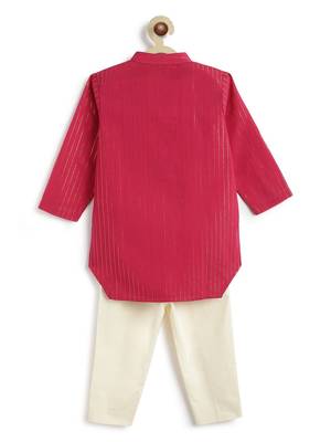 Pink plain cotton kurta set 4