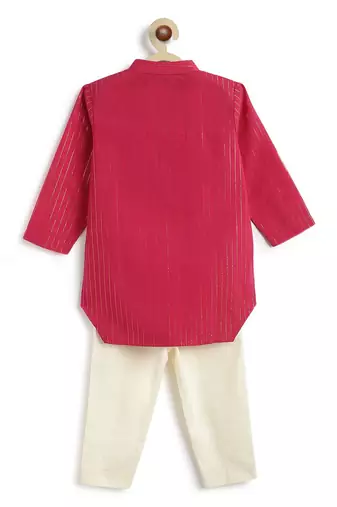 Pink plain cotton kurta set