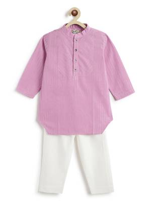 Purple plain cotton kurta set 1