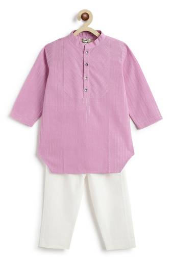 Purple plain cotton kurta set