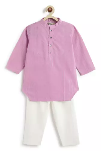 Purple plain cotton kurta set