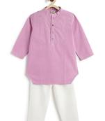 Purple plain cotton kurta set