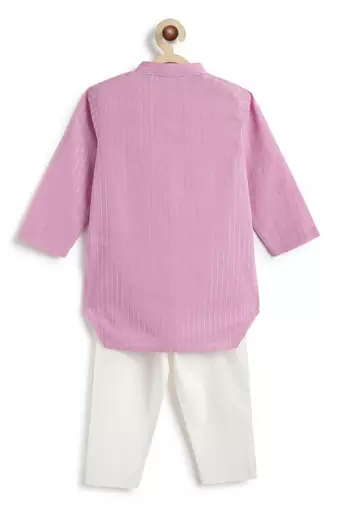 Purple plain cotton kurta set