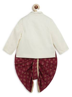 Cream embroidered cotton bandhgala set 2
