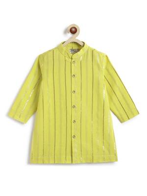 Green plain cotton kurta set 2