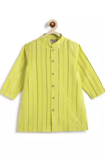 Green plain cotton kurta set