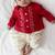 Red embroidered cotton bandhgala set