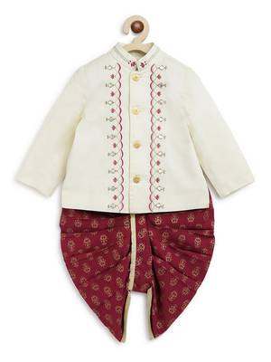 Cream embroidered cotton bandhgala set 5