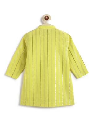 Green plain cotton kurta set 3