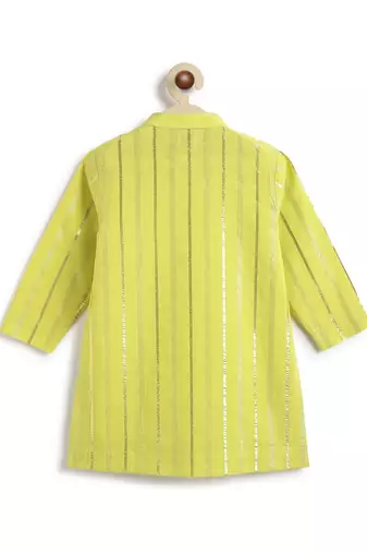 Green plain cotton kurta set