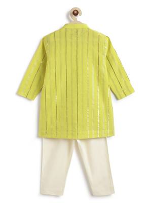 Green plain cotton kurta set 4