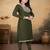 Mehandi green color vichitra silk blend round neck embroidered kurti