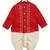 Red embroidered cotton bandhgala set