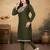 Mehandi green color vichitra silk blend round neck embroidered kurti