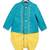 Blue embroidered cotton bandhgala set