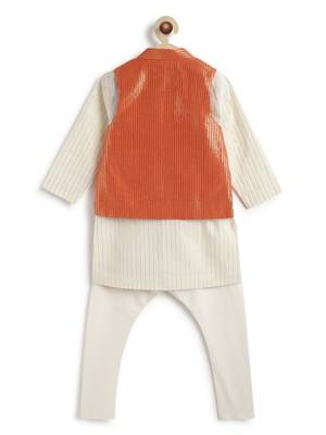 Orange plain cotton nehru jacket set 5