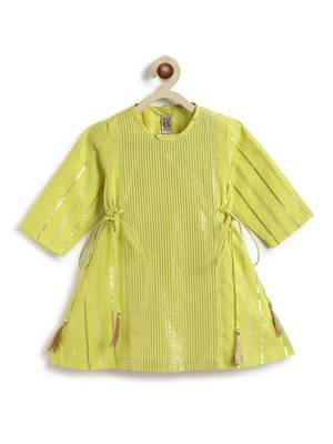 Green plain cotton kurta set 4