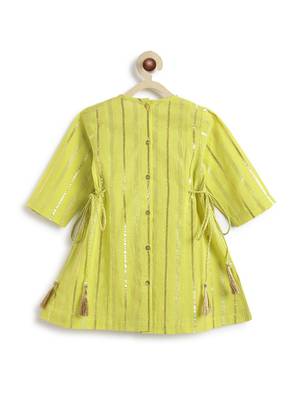 Green plain cotton kurta set 5