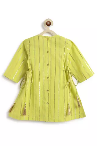 Green plain cotton kurta set