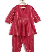 Pink plain cotton kurta set