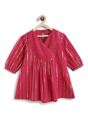 Pink plain cotton kurta set 2